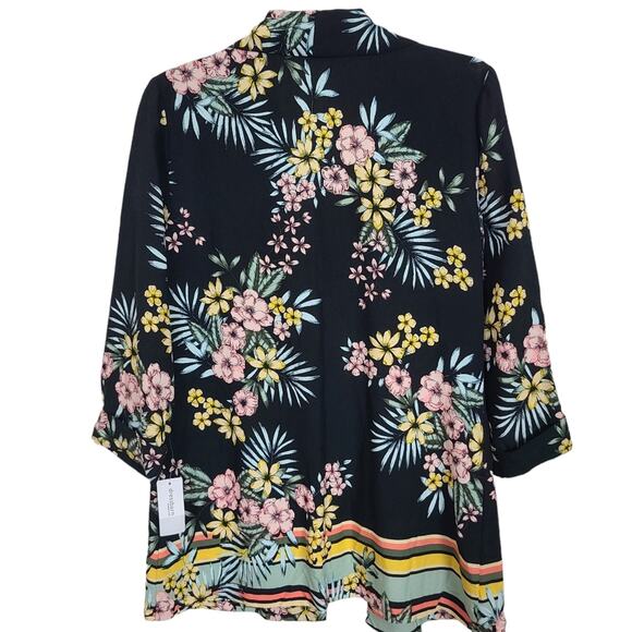 Roz & Ali Women S Black Fairy Core Floral Stripe Whimsy Paste Goth Boho Blazer - Picture 2 of 15